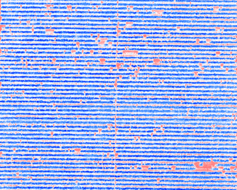 NDMI moisture map of a vineyard showing irrigation variation